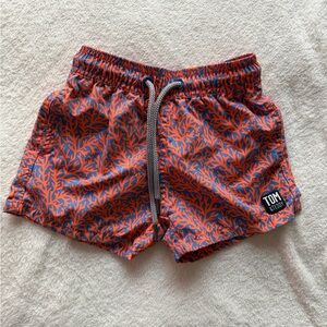 Tom & Teddy Vibrant Coral Print Swim Shorts 1-2Y